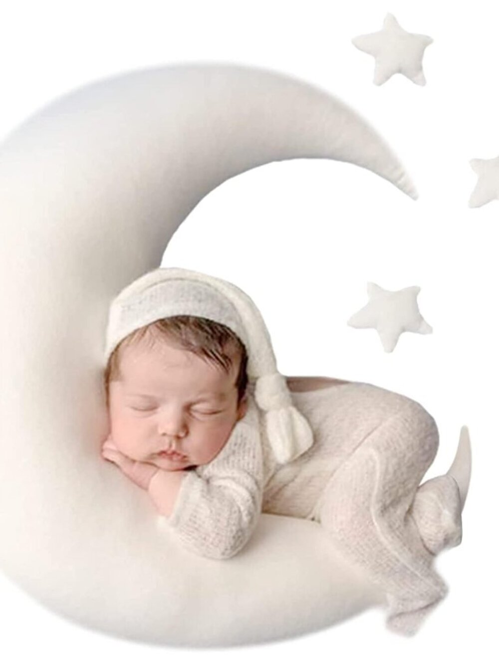 White Baby Moon Star Pillow Newborn Posing Pillow Infant Photography Prop